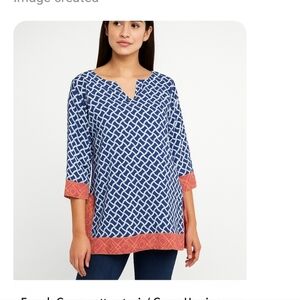 French Curve cotton tunic/ Cover Up size Small. BLUE AND PINK. NWT